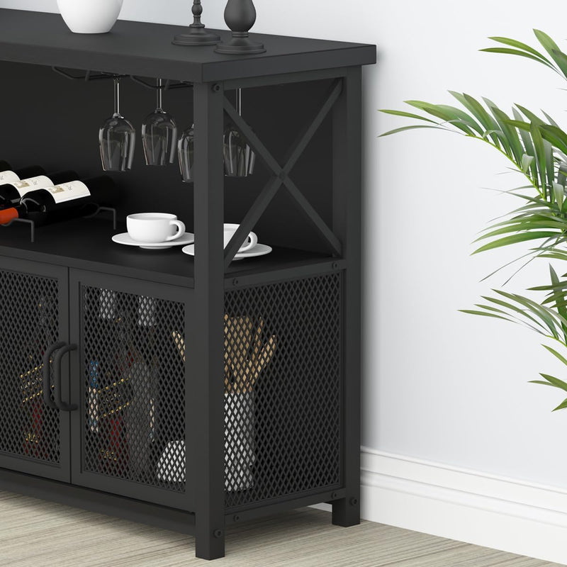 Wine Bar Cabinet Industrial Coffee Cabinets 120CM Oak