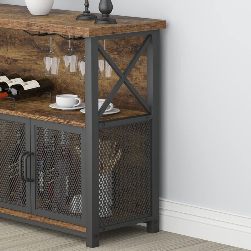 Wine Bar Cabinet Industrial Coffee Cabinets 120CM Oak