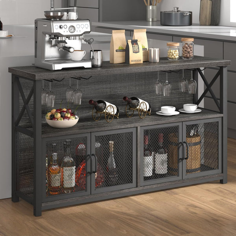 Wine Bar Cabinet Industrial Coffee Cabinets 120CM Oak