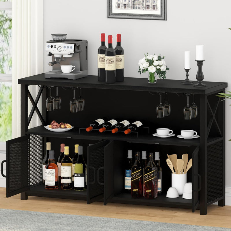 Wine Bar Cabinet Industrial Coffee Cabinets 120CM Oak