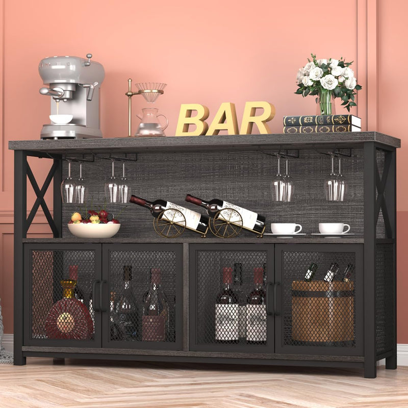Wine Bar Cabinet Industrial Coffee Cabinets 120CM Oak