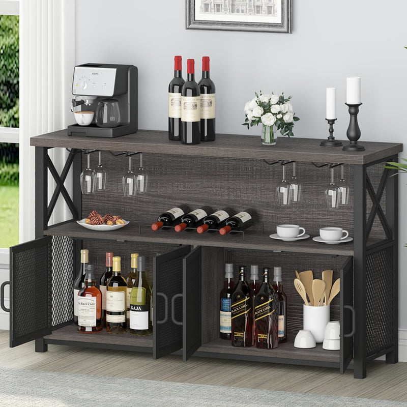Wine Bar Cabinet Industrial Coffee Cabinets 120CM Oak