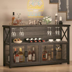 Wine Bar Cabinet Industrial Coffee Cabinets 120CM Oak
