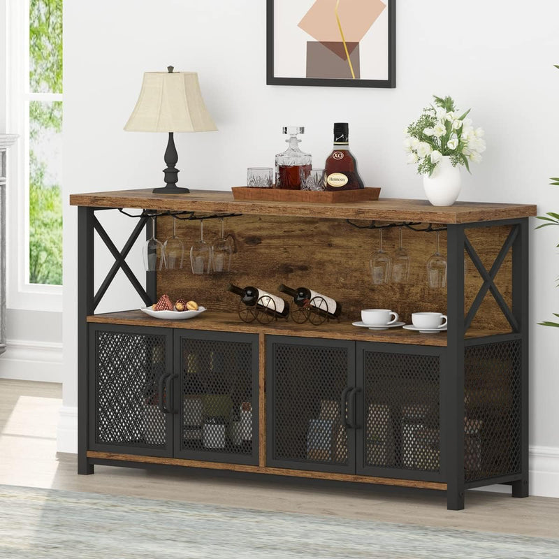 Wine Bar Cabinet Industrial Coffee Cabinets 120CM Oak