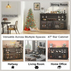 Wine Bar Cabinet Industrial Coffee Cabinets 120CM Oak