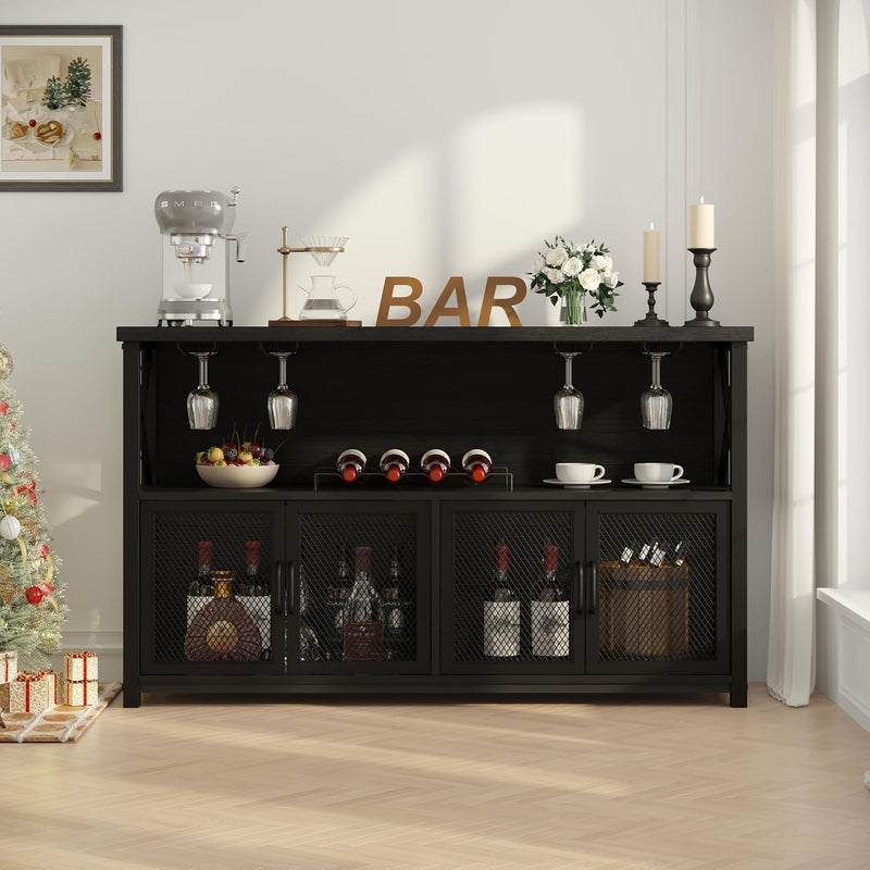 Wine Bar Cabinet Industrial Coffee Cabinets 120CM Oak