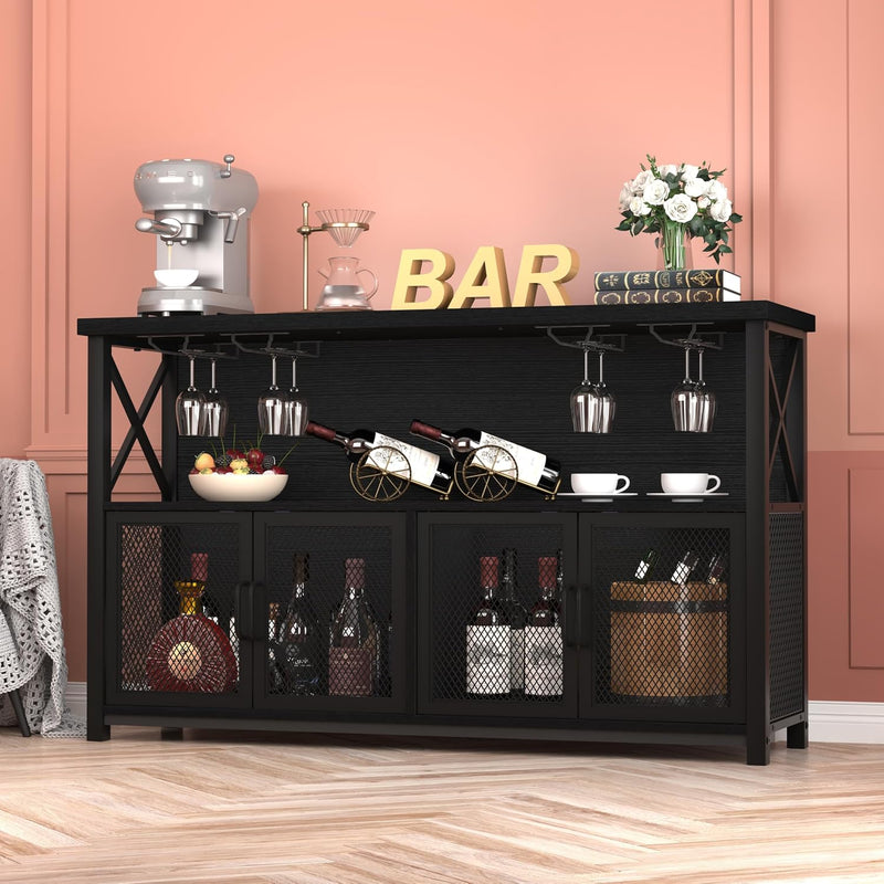 Wine Bar Cabinet Industrial Coffee Cabinets 120CM Oak