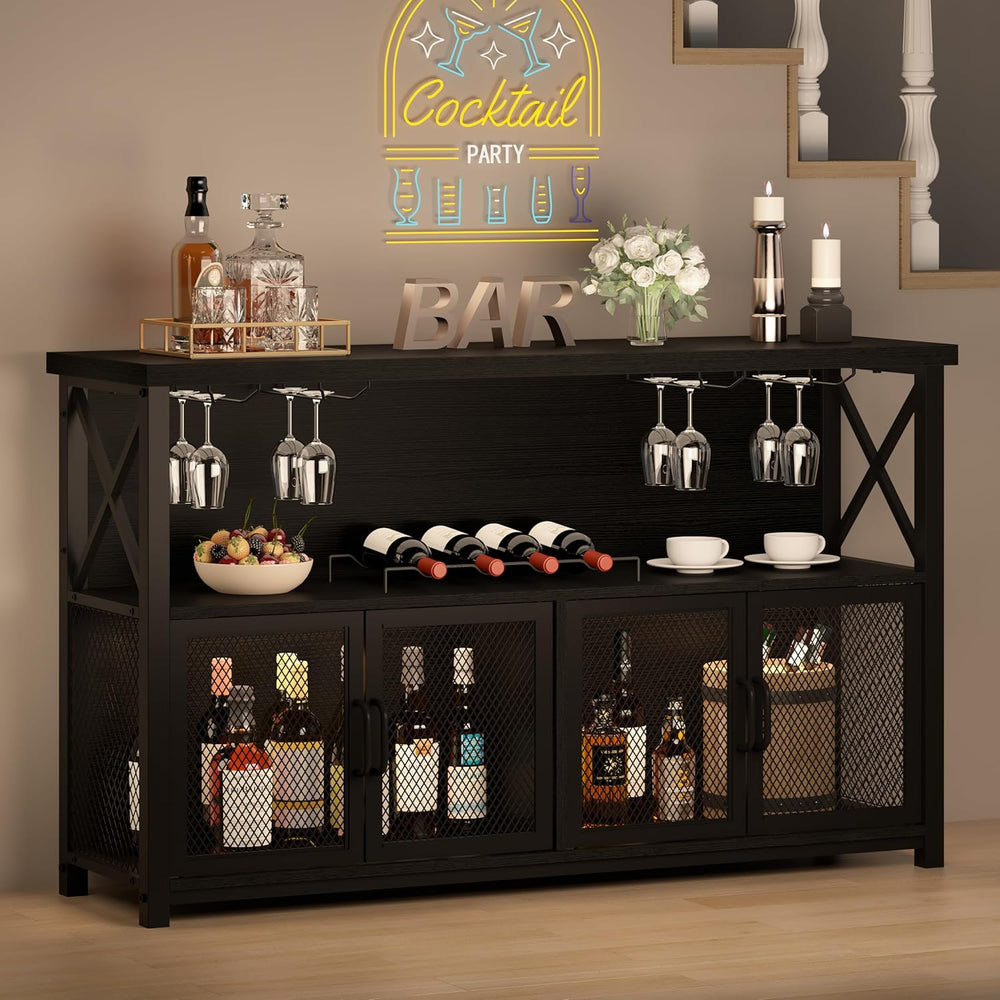 Wine Bar Cabinet Industrial Coffee Cabinets 120CM Oak