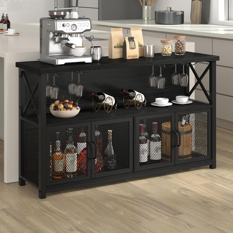 Wine Bar Cabinet Industrial Coffee Cabinets 120CM Oak