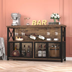 Wine Bar Cabinet Industrial Coffee Cabinets 120CM Oak