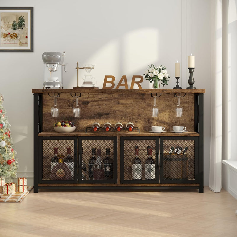 Wine Bar Cabinet Industrial Coffee Cabinets 120CM Oak
