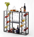 Wine Rack Console with Glass Table Top