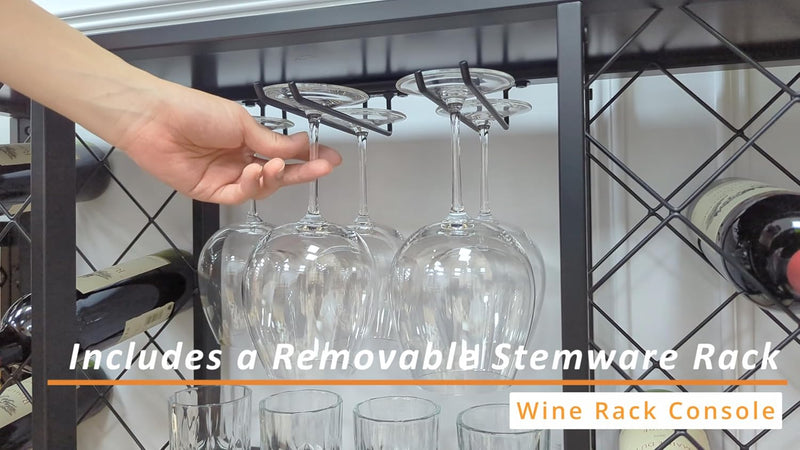 Wine Rack Console with Glass Table Top