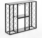 Wine Rack Console with Glass Table Top