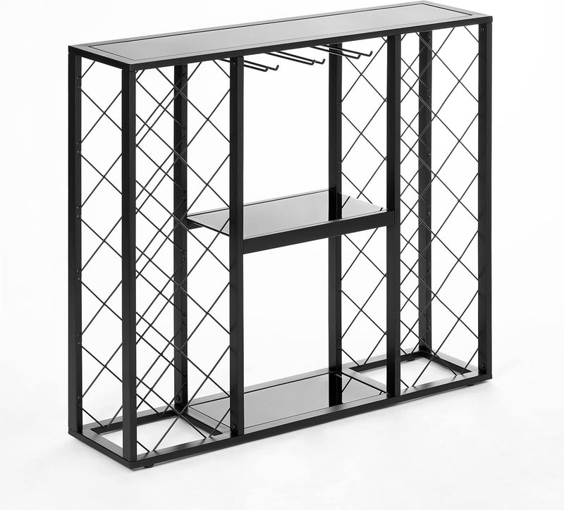 Wine Rack Console with Glass Table Top