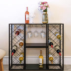 Wine Rack Console with Glass Table Top