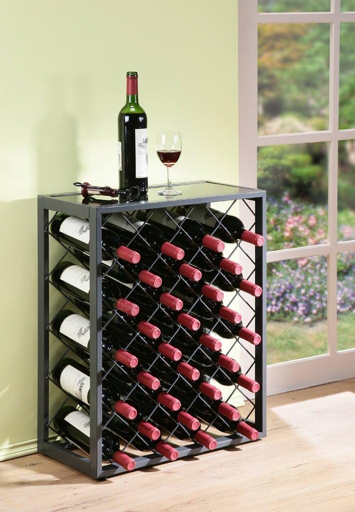 Wine Rack Console with Glass Table Top