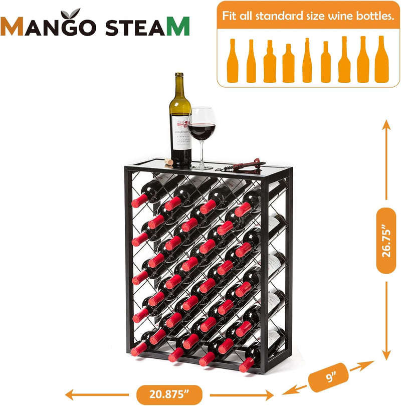 Wine Rack Console with Glass Table Top