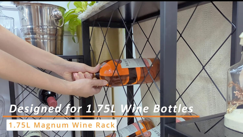 Wine Rack Console with Glass Table Top