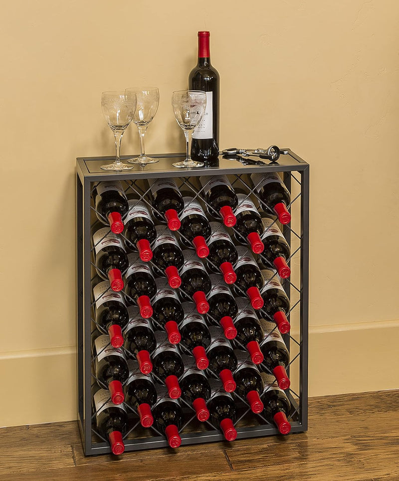 Wine Rack Console with Glass Table Top