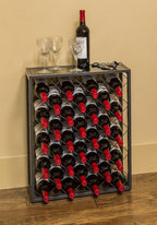 Wine Rack Console with Glass Table Top