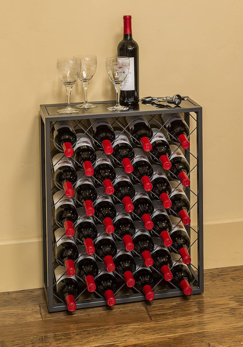 Wine Rack Console with Glass Table Top