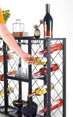 Wine Rack Console with Glass Table Top