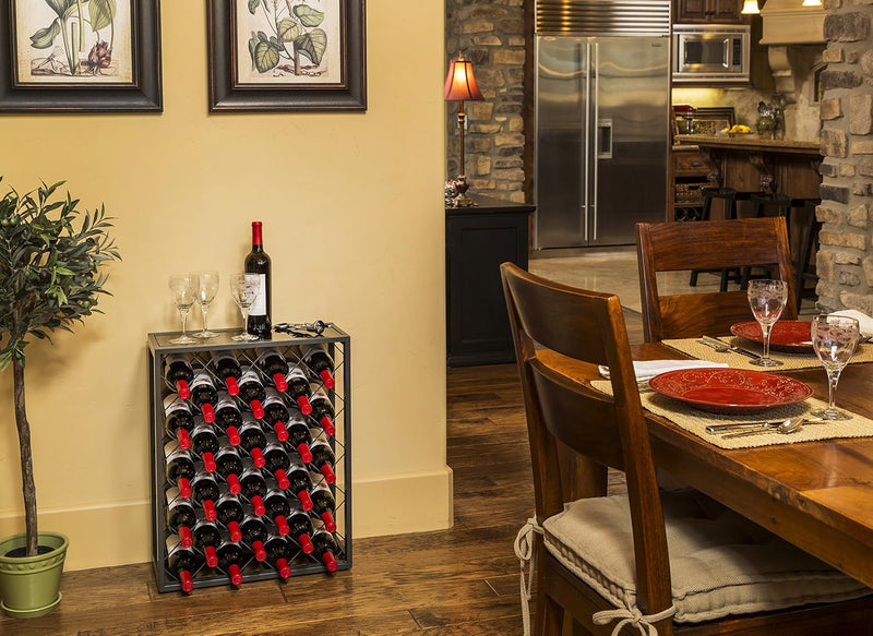 Wine Rack Console with Glass Table Top