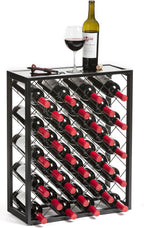 Wine Rack Console with Glass Table Top