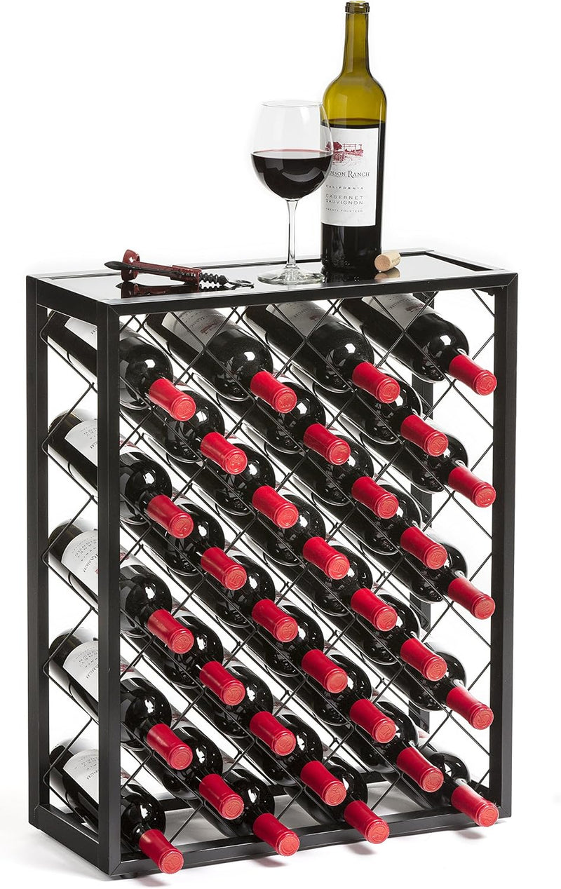 Wine Rack Console with Glass Table Top