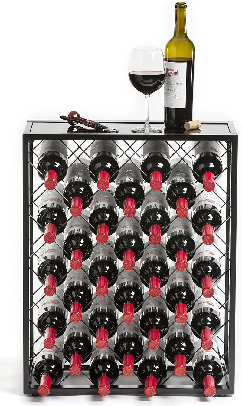 Wine Rack Console with Glass Table Top