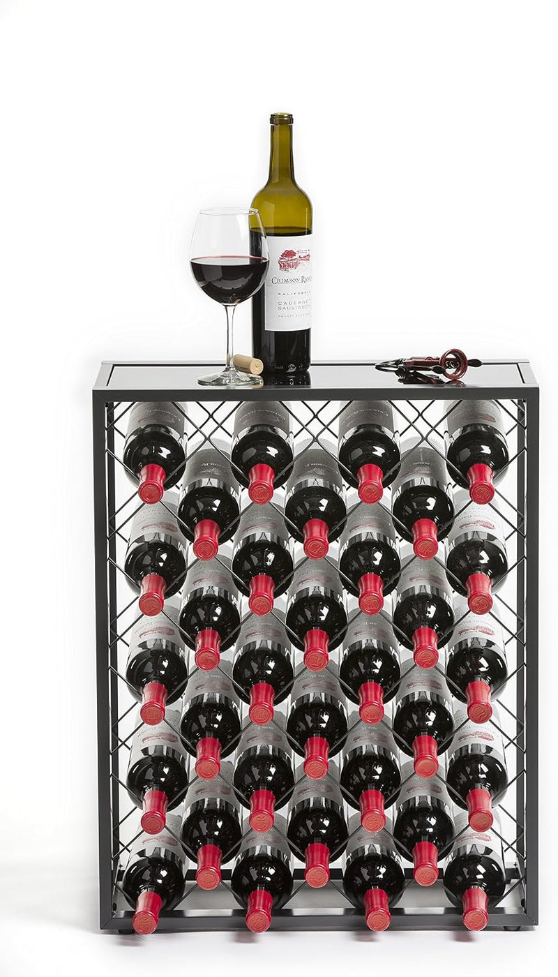 Wine Rack Console with Glass Table Top