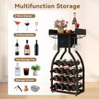 Wine Rack Freestanding Floor 15 Bottles Glass Holder