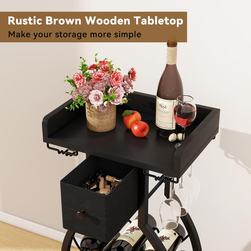 Wine Rack Freestanding Floor 15 Bottles Glass Holder