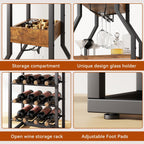 Wine Rack Freestanding Floor 15 Bottles Glass Holder