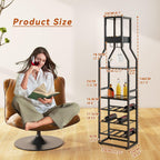 Wine Rack Freestanding Floor 15 Bottles Glass Holder