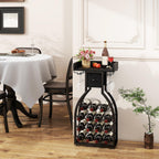 Wine Rack Freestanding Floor 15 Bottles Glass Holder