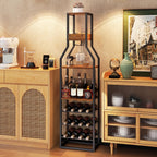 Wine Rack Freestanding Floor 15 Bottles Glass Holder