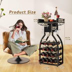 Wine Rack Freestanding Floor 15 Bottles Glass Holder