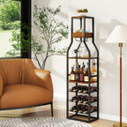 Wine Rack Freestanding Floor 15 Bottles Glass Holder