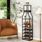 Wine Rack Freestanding Floor 15 Bottles Glass Holder