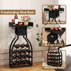 Wine Rack Freestanding Floor 15 Bottles Glass Holder