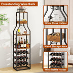 Wine Rack Freestanding Floor 15 Bottles Glass Holder