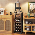 Wine Rack Freestanding Floor 15 Bottles Glass Holder