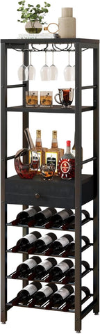 Wine Rack Freestanding Floor Bar Cabinet Coffee 4-Tier