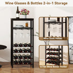 Wine Rack Freestanding Floor Bar Cabinet Coffee 4-Tier