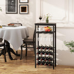 Wine Rack Freestanding Floor Bar Cabinet Coffee 4-Tier