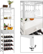 Wine Rack Freestanding Floor Bar Cabinet Coffee 4-Tier