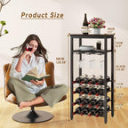 Wine Rack Freestanding Floor Bar Cabinet Coffee 4-Tier