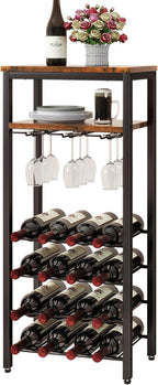 Wine Rack Freestanding Floor Bar Cabinet Coffee 4-Tier